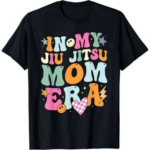 Groovy In My Jiu Jitsu Mom Era Jiu Jitsu Mom Funny Retro T-Shirt mens t shirt,black,women,funny,misfits,men,journey