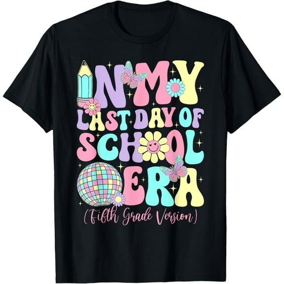 Groovy In My Last Day Of School Era Fifth Grade Graduation T-Shirt Unisex S-5XL Hot Trending Shirt, Vintage Birthday Gift