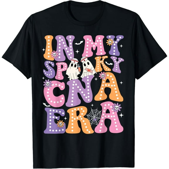Groovy In My Spooky CNA Era Ghost Nurse Halloween Nursing T-Shirt