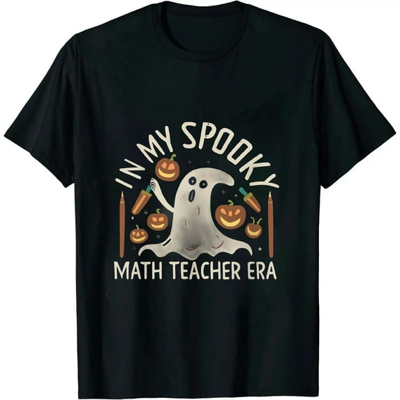 Groovy In My Spooky Math Teacher Era Ghost Funny Halloween T-Shirt 0928