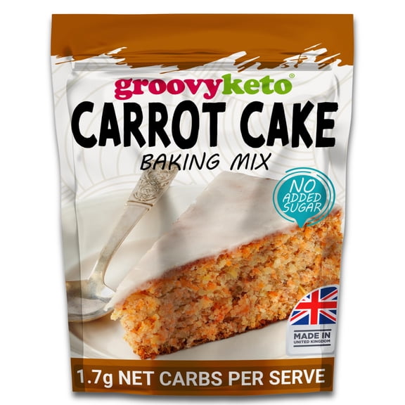 Groovy Keto Carrot Cake/Cupcake Mix | Low Carb | Keto Friendly | Sugar Free | Only 1.7g Net Carbs Per slice | Keto Baking Mix, Diabetic Friendly - 260g Pouch