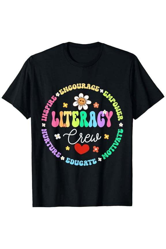 Groovy Literacy Crew Appreciation Week Back to School T-Shirt