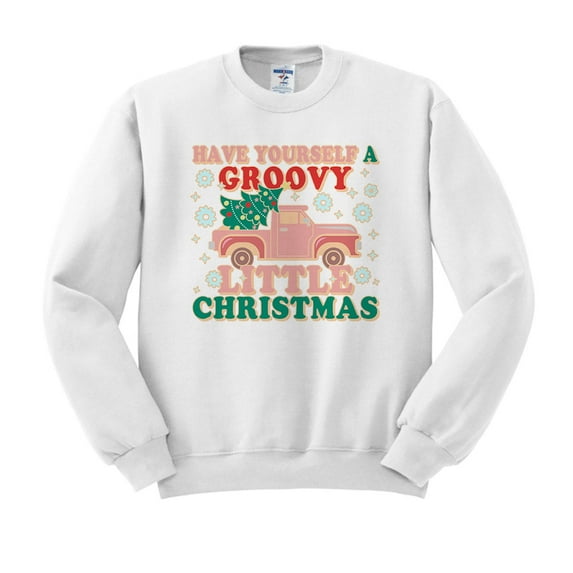 Groovy Little Christmas Sweatshirt Unisex Large White