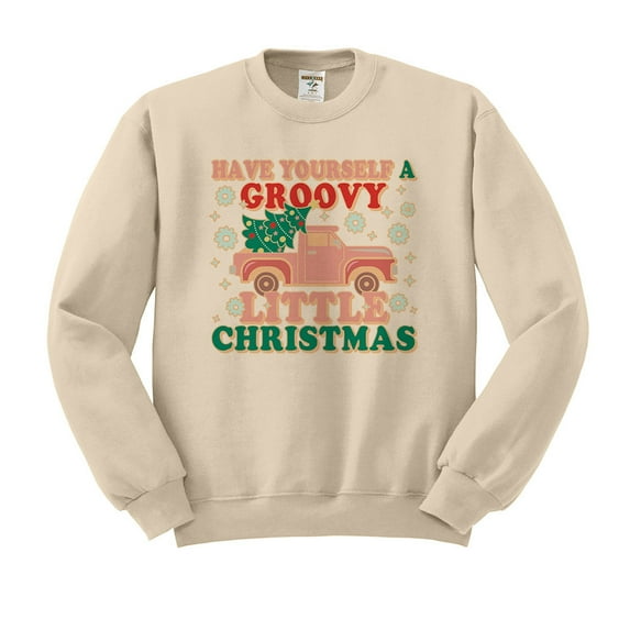 Groovy Little Christmas Sweatshirt Unisex X-Large Sand