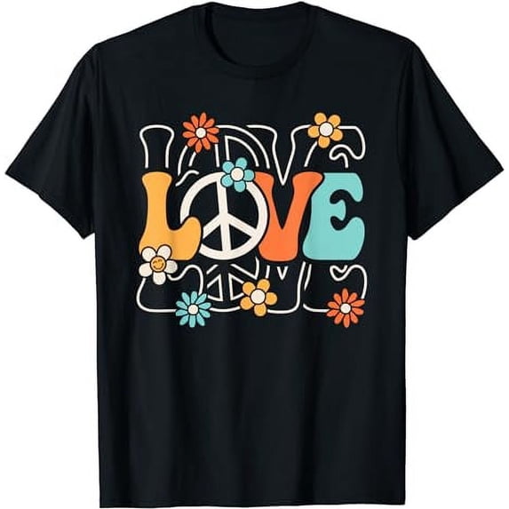 Groovy Love Peace Sign Hippie 60s 70s Disco Party Outfit T-Shirt