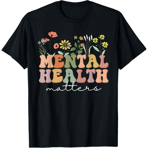 Groovy Mental Health Matters Human Brain Illness Awareness T-ShirtMen and women, Black T-shirt, size: Extra large