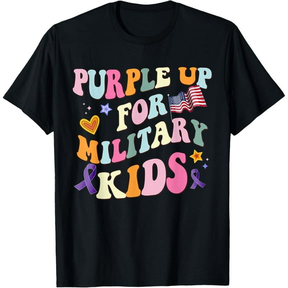 Groovy Military Child Month Purple Up For Military Kids Gifts Men Woman T-shirt