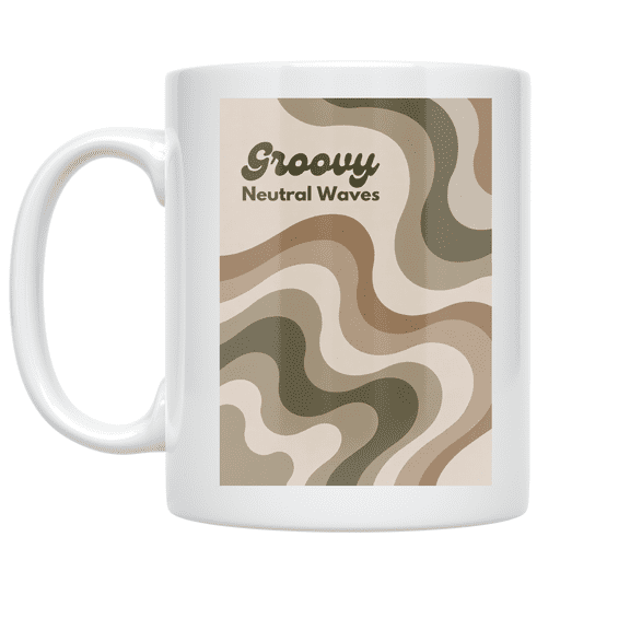 Groovy Neutral Waves Design - Boho Retro Enthusiast - 11 oz Ceramic Coffee Mug