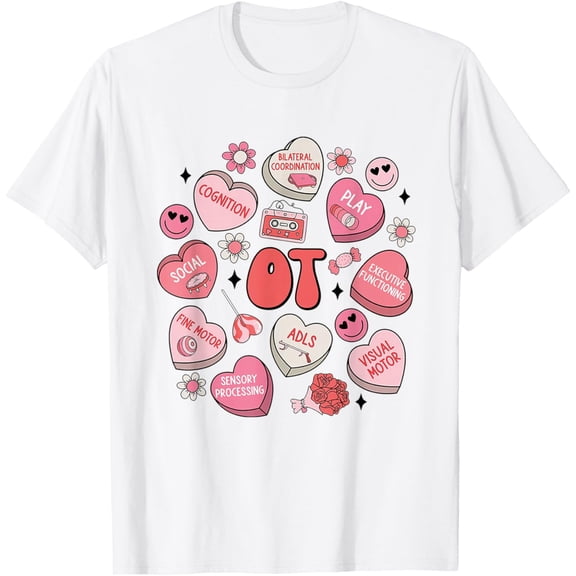 Groovy Occupational Therapy Valentine OT Conversation Hearts T-Shirt