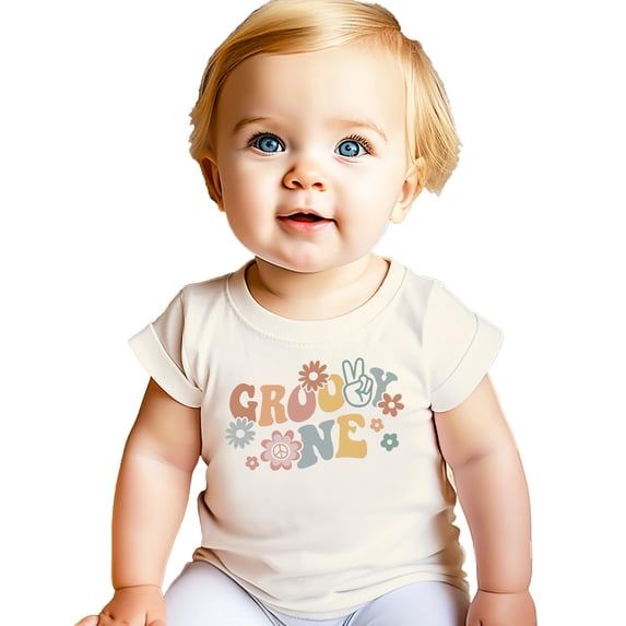 Groovy One Daisy Adorable 1st Birthday Shirt for Infant Baby Toddler Girl First Birthday Outfit Natural Shirt 18 Months