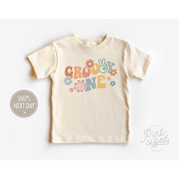 Groovy One Toddler Shirt - First Birthday Kids Tee - Retro 1St Birthday Natural Shirt, New Born, Baby Shower Gift, New Parents Gift