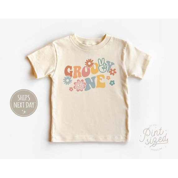 Groovy One Toddler Shirt - First Birthday Kids Tee - Retro 1St Birthday Natural Shirt, New Born, Baby Shower Gift, New Parents Gift