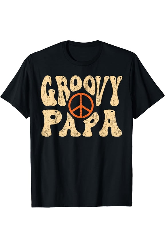 Groovy Papa 70s Aesthetic Nostalgia 1970's Retro Dad Funny Creative Graphic T-Shirt