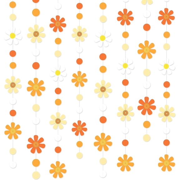 Groovy Party Decorations Boho Dot Garland Streamer Ombre Daisy Banner Cutouts for Birthday Shower Wedding Bridal Shower Spring Summer Fall Retro Hippie Decor Supplies