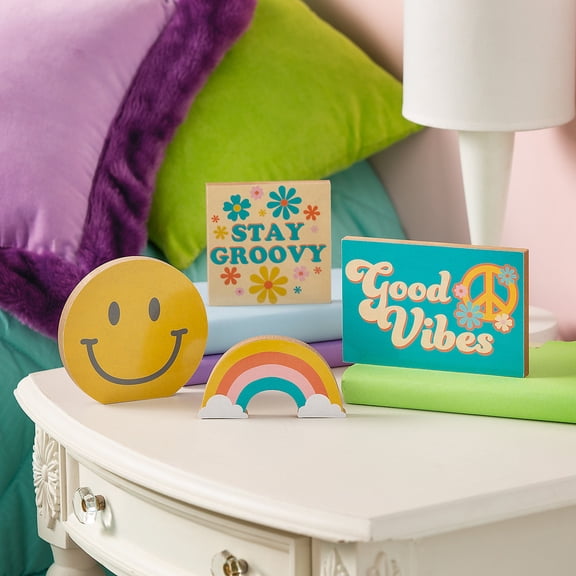 Groovy Party Wood Blocks - 4 Pieces