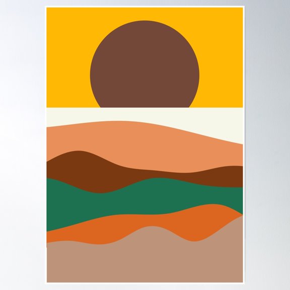 Groovy Pastel Background & Sunset Poster Wall Art Home Decor Office Wall Art Living Room Decor, Paper Poster Only