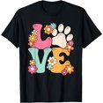 thumbnail image 1 of Groovy Paw Love Cat Dog Lover Pet Owner Women Girls Kids T-Shirt men and women can wear, black, white, gifts, 1 of 4