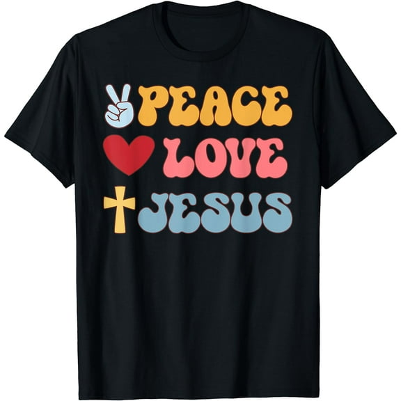 Groovy Peace Love Jesus Christian 70's Hippie T-Shirt