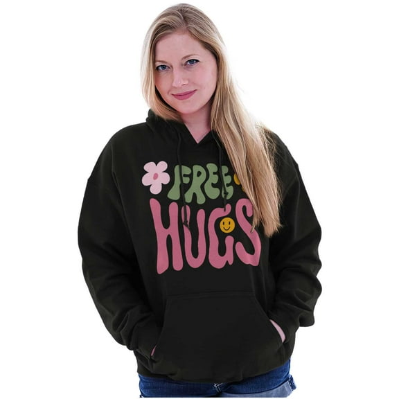 Groovy Positivity Free Hugs Flowers Hoodie Sweatshirt Women Brisco Brands S