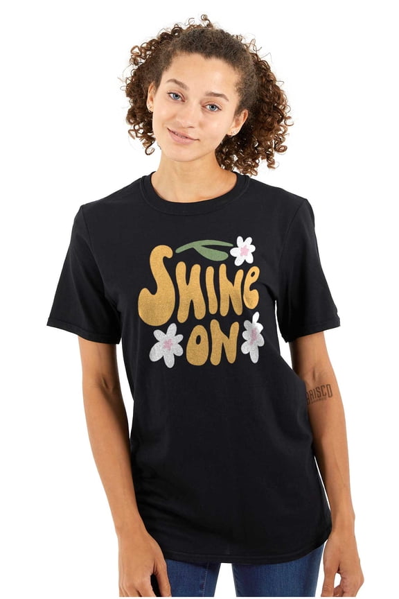 Groovy Positivity Shine On Flowers Women's Graphic T Shirt Tees Brisco Brands L