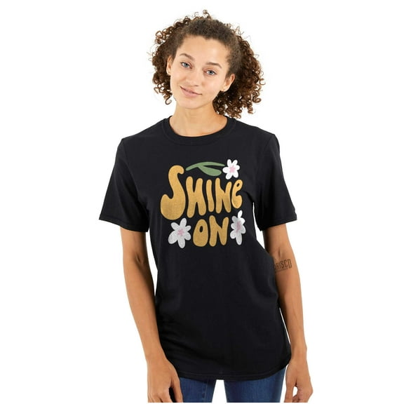 Groovy Positivity Shine On Flowers Women's Graphic T Shirt Tees Brisco Brands S