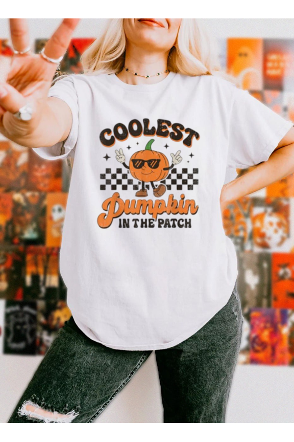 Groovy Pumpkin Patch Retro Inspired Funny Cute Fall Graphic Unisex T-Shirt, up to size 5XL