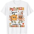 thumbnail image 1 of Groovy Pumpkin Spice Makes Teacher Nice Fall Thanksgiving T-Shirt Tee, 1 of 4