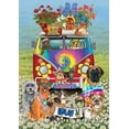 thumbnail image 1 of Groovy Pups Spring Garden Flag Hippies Dogs Humor 12.5" x 18", 1 of 4