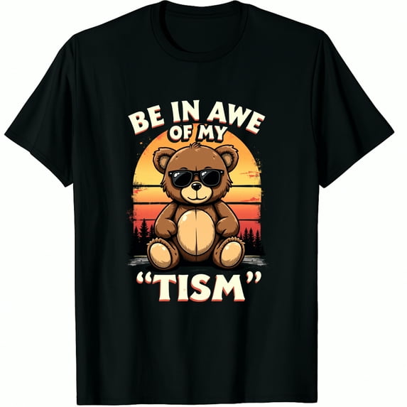 Groovy RIZZ 'EM with TISM Bear Autism Dad Mom Graphic Crew Neck Short ...