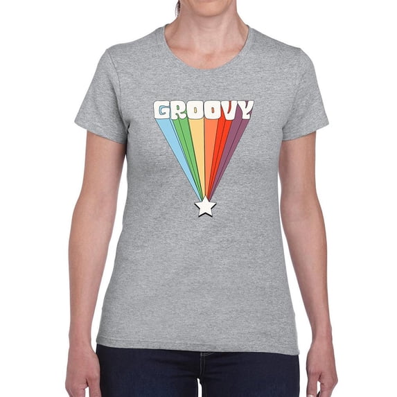 Groovy Rainbow Shaped T-Shirt Women -Image by Shutterstock, Female Medium