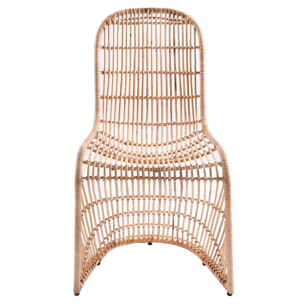 Natural Rattan and Iron Groovy Accent Chair Set