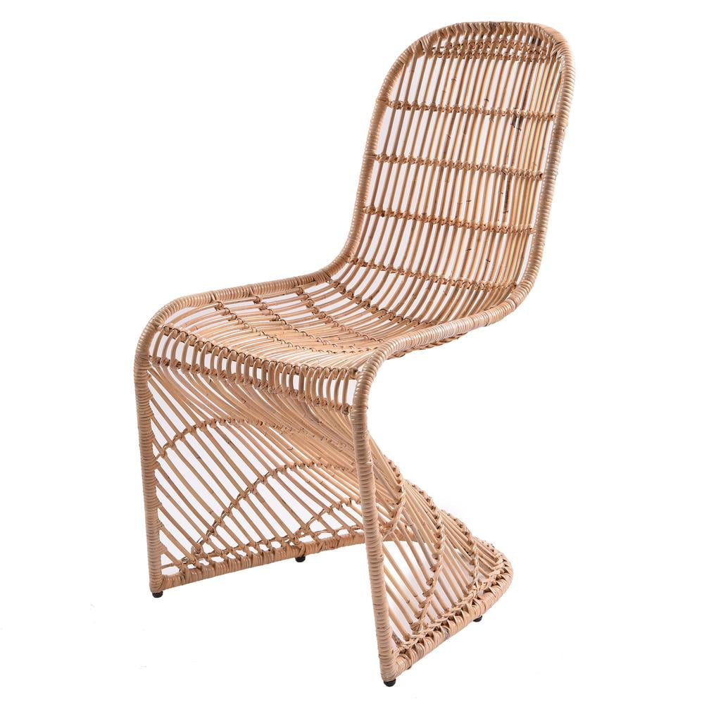 Natural Rattan and Iron Groovy Accent Chair Set
