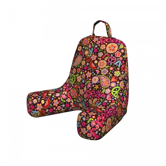 Groovy Reading Pillow Cover, Hippie Colorful Paisley Leaves Music Keys Typography Idealism Historic Revolution, Unstuffed Printed Bed Rest Case from Soft Fabric, Small, Multicolor, by Ambesonne