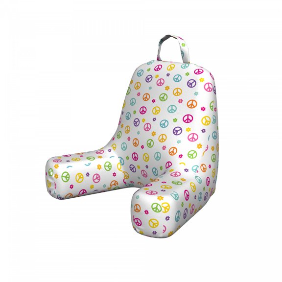 Groovy Reading Pillow Cover, Peace Lifestyle Sign Slogan Celebration Merry Jolly Happy Theme Design, Unstuffed Printed Bed Rest Case from Soft Fabric, Small, Multicolor, by Ambesonne