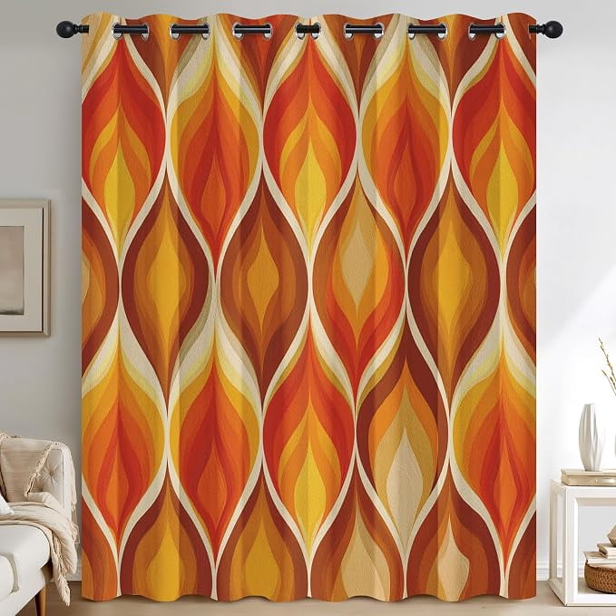 Groovy Retro 70s Blackout Curtains – Mid Century Modern Wave Pattern ...