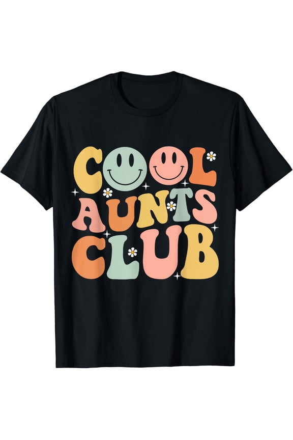 Groovy Retro Cool Aunts Club Auntie Funny Smile Happy Face T-Shirt Unisex S-5XL Hot Trending Shirt, not genuine