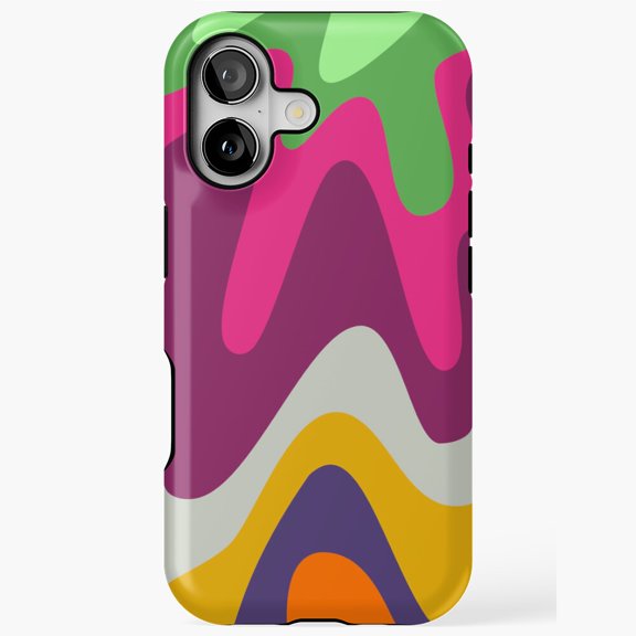 Groovy Retro Funky Liquid Line Pattern iPhone Case 17 11 12 13 14 15 16 Pro Max