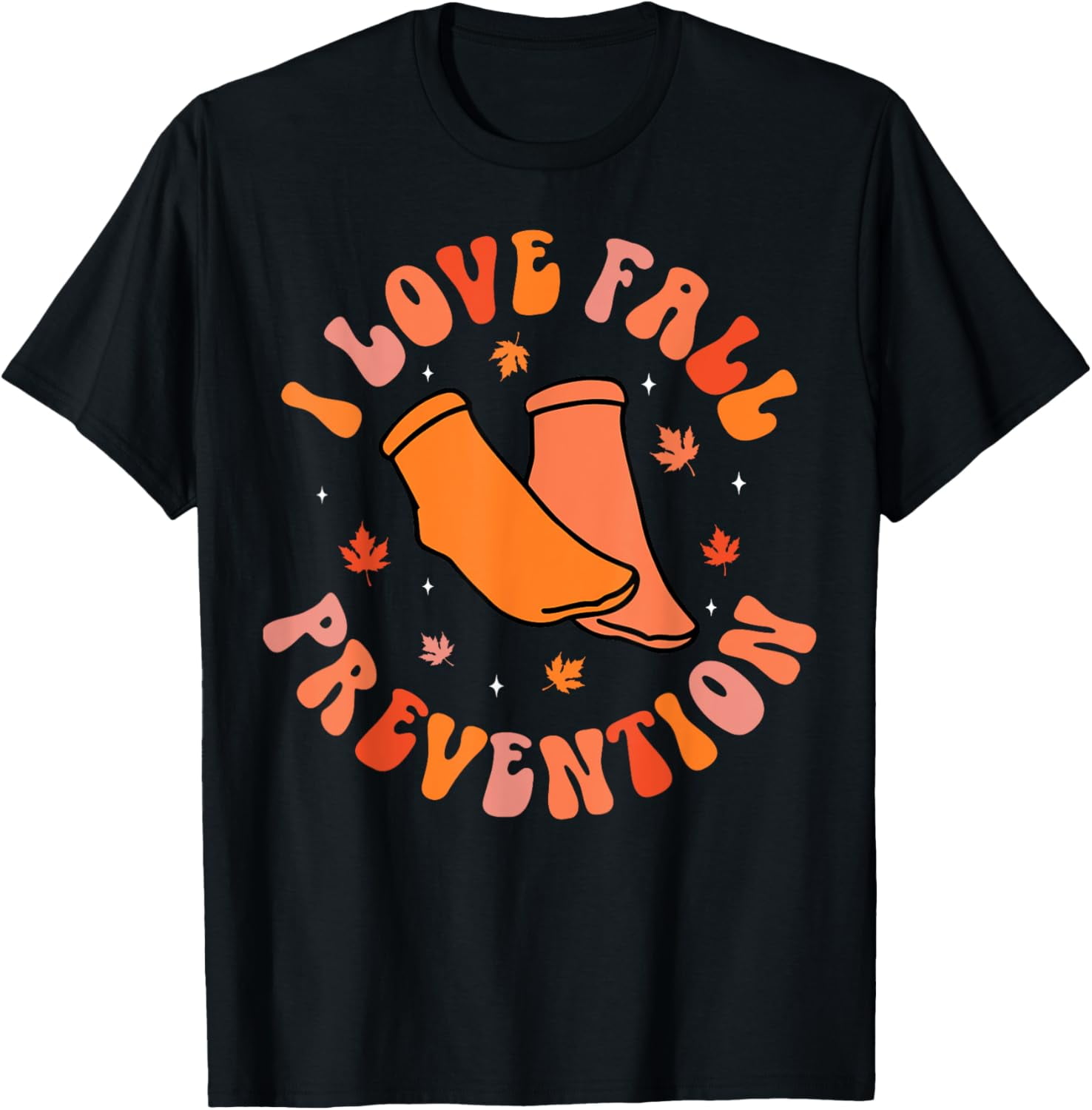 Groovy Retro I Love Fall Prevention Fall Physical Therapy T-Shirt ...