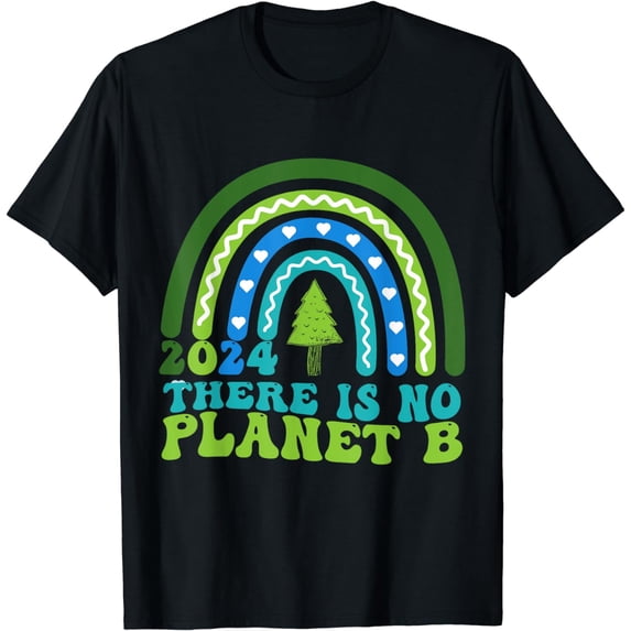 Groovy Retro Rainbow There Is No Planet B, Earth Day 2024 T-Shirt
