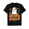 thumbnail image 1 of Groovy Retro Spooky Season Floral Cute Ghost Halloween T-Shirt, 1 of 5