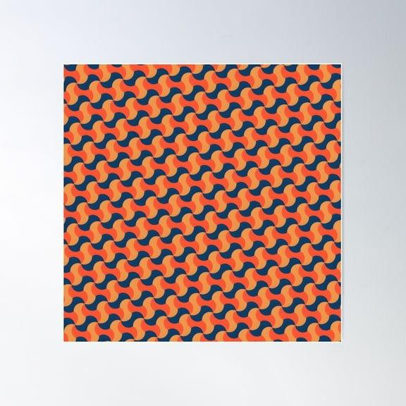 Groovy Retro Waves 80'S Eighties Pattern Poster Wall Art, Modern Wall Decor For Living Room Bedroom, 30x30 UNFRAMED