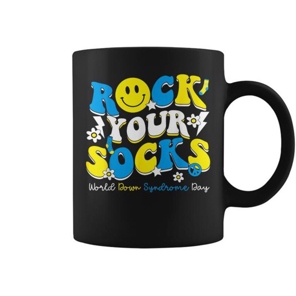 Groovy Rock Your Socks World Down Syndrome Awareness Day Kid Coffee Mugs