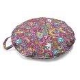 thumbnail image 1 of Groovy Round Floor Cushion with Handle, Psychedelic Complex Funky Pastel Patterns with Stars Back to 60s Style Retro, Decorative Pillow for Living Room & Dorms, 18" Round, Multicolor, by Ambesonne, 1 of 4