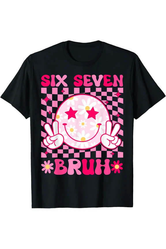 Groovy Smiling Face Peace Sign Checkered Pattern T-Shirt for Fun and Style