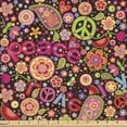 thumbnail image 1 of Groovy Sofa Upholstery Fabric by the Yard, Hippie Colorful Paisley Leaves Music Keys Typography Idealism Historic Revolution, Decorative Fabric for DIY & Home Accents, 5 Yards, Multicolor by Ambesonne, 1 of 4