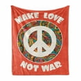 thumbnail image 1 of Groovy Soft Flannel Fleece Blanket, Hippie Style Ornamental Creative Youth History Politics Make Love Message Text, Cozy Plush for Indoor and Outdoor Use, 50" x 70", Coral Multicolor, by Ambesonne, 1 of 5