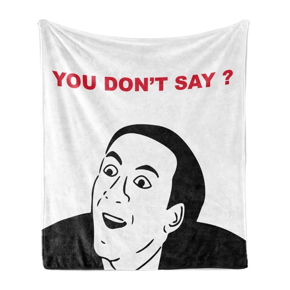 Groovy Soft Flannel Fleece Throw Blanket, Guy Meme Face Laughing Gestures Human Expression Humor Modern Illustration, Cozy Plush for Indoor and Outdoor Use, 70" x 90", Black and White, by Ambesonne
