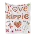 thumbnail image 1 of Groovy Soft Flannel Fleece Throw Blanket, Love Hippie Flowers Season Ladybird Ladybugs Nature Flourishes Art Print, Cozy Plush for Indoor and Outdoor Use, 50" x 60", Multicolor, by Ambesonne, 1 of 5