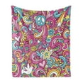 thumbnail image 1 of Groovy Soft Flannel Fleece Throw Blanket, Psychedelic Complex Funky Pastel Patterns with Stars Back to 60s Style Retro, Cozy Plush for Indoor and Outdoor Use, 50" x 70", Multicolor, by Ambesonne, 1 of 5