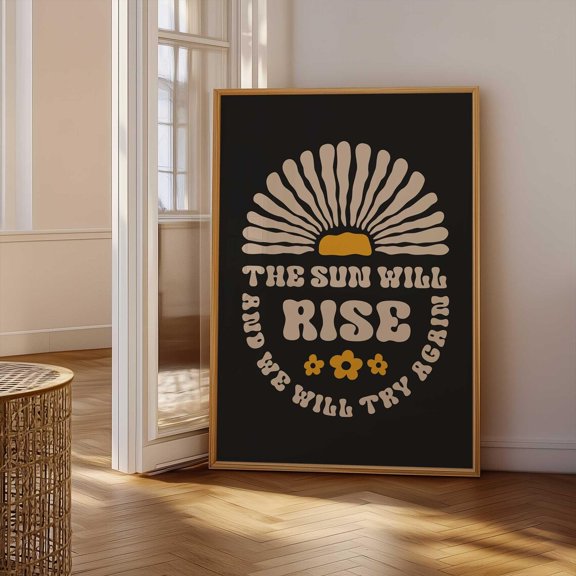 Groovy Sunrise Flower Quote Wall Decor Unframed Paper Print